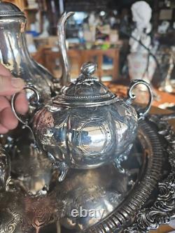 Vintage Victorian Ornate Silver Plated 5 Piece Tea Coffee Set