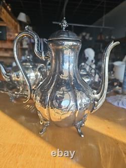 Vintage Victorian Ornate Silver Plated 5 Piece Tea Coffee Set