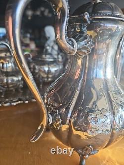 Vintage Victorian Ornate Silver Plated 5 Piece Tea Coffee Set