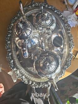 Vintage Victorian Ornate Silver Plated 5 Piece Tea Coffee Set