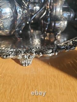 Vintage Victorian Ornate Silver Plated 5 Piece Tea Coffee Set