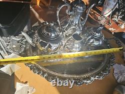 Vintage Victorian Ornate Silver Plated 5 Piece Tea Coffee Set