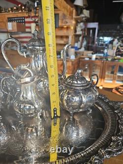 Vintage Victorian Ornate Silver Plated 5 Piece Tea Coffee Set