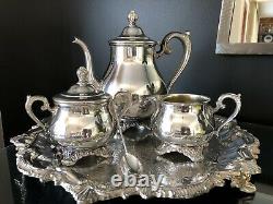Vintage Victorian Rose WM Rodgers Tea Set with Mounted SBEP Tray 1902 1903 1904