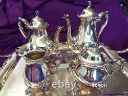 Vintage WEBSTER WILCOX Int'l Silver Co Silverplate Coffee & Tea Pot JOANNE 5pcs