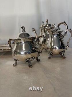 Vintage WEBSTER WILCOX Int'l Silver Co Silverplate Coffee & Tea Pot JOANNE 5pcs