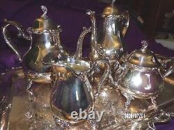 Vintage WEBSTER WILCOX Int'l Silver Co Silverplate Coffee & Tea Pot JOANNE 5pcs