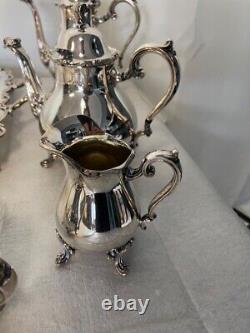 Vintage WEBSTER WILCOX Int'l Silver Co Silverplate Coffee & Tea Pot JOANNE 5pcs