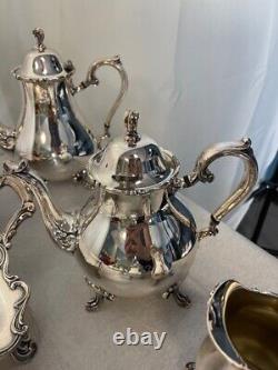 Vintage WEBSTER WILCOX Int'l Silver Co Silverplate Coffee & Tea Pot JOANNE 5pcs