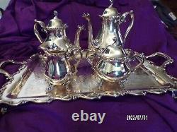 Vintage WEBSTER WILCOX Int'l Silver Co Silverplate Coffee & Tea Pot JOANNE 5pcs