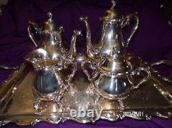 Vintage WEBSTER WILCOX Int'l Silver Co Silverplate Coffee & Tea Pot JOANNE 5pcs