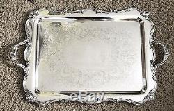 Vintage WILCOX Silver ROCHELLE Pattern Silverplate TEA SET LARGE Serving TRAY