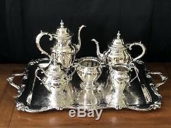 Vintage WILCOX Silver ROCHELLE Pattern Silverplate TEA SET LARGE Serving TRAY