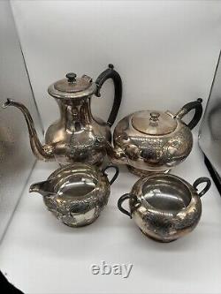 Vintage WM A. Rogers Silver Tea Set Of 4 Antique Silver Plate Silverware