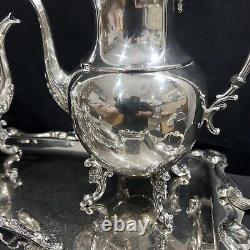 Vintage W. M. Rogers 800 Silver-Plate 5 Piece Tea Set with Tray