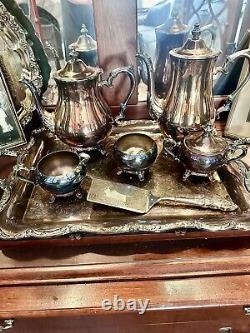Vintage W. M. Rogers Silver-plated 7 Piece Coffee/Tea Set with Tray