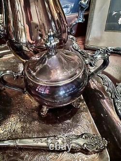 Vintage W. M. Rogers Silver-plated 7 Piece Coffee/Tea Set with Tray