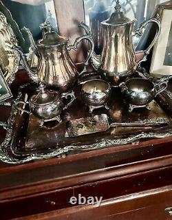 Vintage W. M. Rogers Silver-plated 7 Piece Coffee/Tea Set with Tray