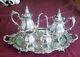 Vintage Wallace Baroque Silver Plate Tea Set 4 Pc 281-284 Withroyal Rose Tray