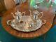 Vintage Wallace Baroque Silverplate Coffee Tea Cream Sugar Tray Serving Set