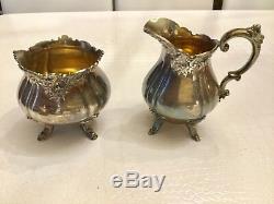 Vintage Wallace Baroque Tea Coffee Service 6 Piece Set With Tray Silverplate