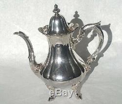 Vintage Wallace Rose Point #1200 Silver Plate 4 Piece Coffee/Tea Set
