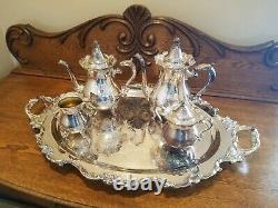 Vintage Wallace Royal Rose Large Waiter Tea Set Tray with Serving Pieces