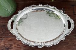 Vintage Wallace Silver Plate La Reine Butlers Tray Coffee & Tea #1100-2 21.5