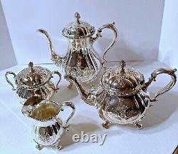 Vintage Wilcox International DU BARRY Chased Engraved Silver Tea & Coffee Set