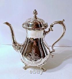 Vintage Wilcox International DU BARRY Chased Engraved Silver Tea & Coffee Set
