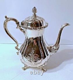 Vintage Wilcox International DU BARRY Chased Engraved Silver Tea & Coffee Set