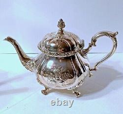 Vintage Wilcox International DU BARRY Chased Engraved Silver Tea & Coffee Set