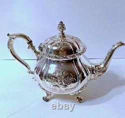 Vintage Wilcox International DU BARRY Chased Engraved Silver Tea & Coffee Set