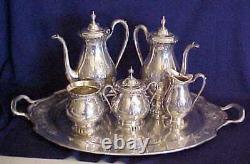 Vintage Wilcox International Lady Mary 3x Silver Plate Tea Coffee Set Orgnl Tray
