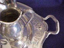 Vintage Wilcox International Lady Mary 3x Silver Plate Tea Coffee Set Orgnl Tray