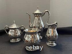 Vintage Wilcox International Silver Co Embossed Lady Mary 5 PC Tea Set