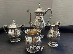 Vintage Wilcox International Silver Co Embossed Lady Mary 5 PC Tea Set