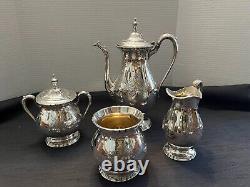 Vintage Wilcox International Silver Co Embossed Lady Mary 5 PC Tea Set