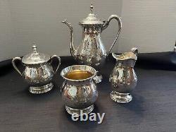 Vintage Wilcox International Silver Co Embossed Lady Mary 5 PC Tea Set