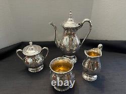 Vintage Wilcox International Silver Co Embossed Lady Mary 5 PC Tea Set