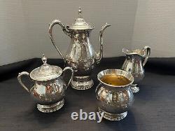 Vintage Wilcox International Silver Co Embossed Lady Mary 5 PC Tea Set