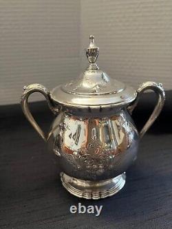 Vintage Wilcox International Silver Co Embossed Lady Mary 5 PC Tea Set