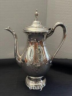 Vintage Wilcox International Silver Co Embossed Lady Mary 5 PC Tea Set