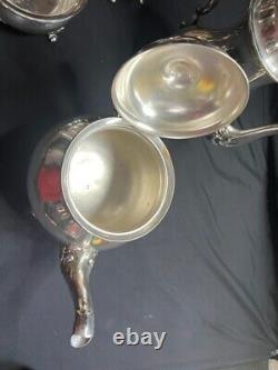 Vintage Wilcox International Silver Co Floral Border Tea Coffee Set of 4-# 7074
