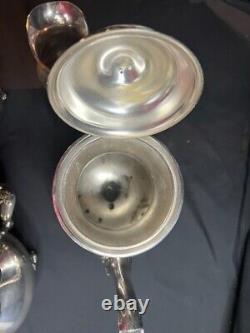 Vintage Wilcox International Silver Co Floral Border Tea Coffee Set of 4-# 7074