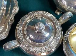 Vintage Wilcox International Silver Saybrook Manor Set of 5 Tea Set Silver Plate