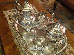 Vintage Wm. A. Rogers Silver Plated Coffee Tea Sugar Cream And Tray Serving Set