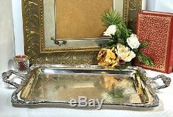 Vintage Wm Rogers Silver Plated Etched tray Serving Tea Decorative Platter 24