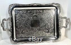 Vintage Wm Rogers Silver Plated Etched tray Serving Tea Decorative Platter 24