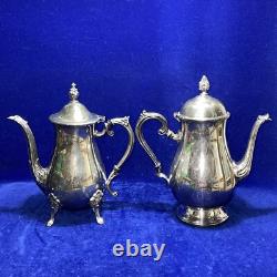 Vtg 5 Pc Sheridan Baroque Silver Plate Tray Tea Coffee Serving Set Leonard 18x14